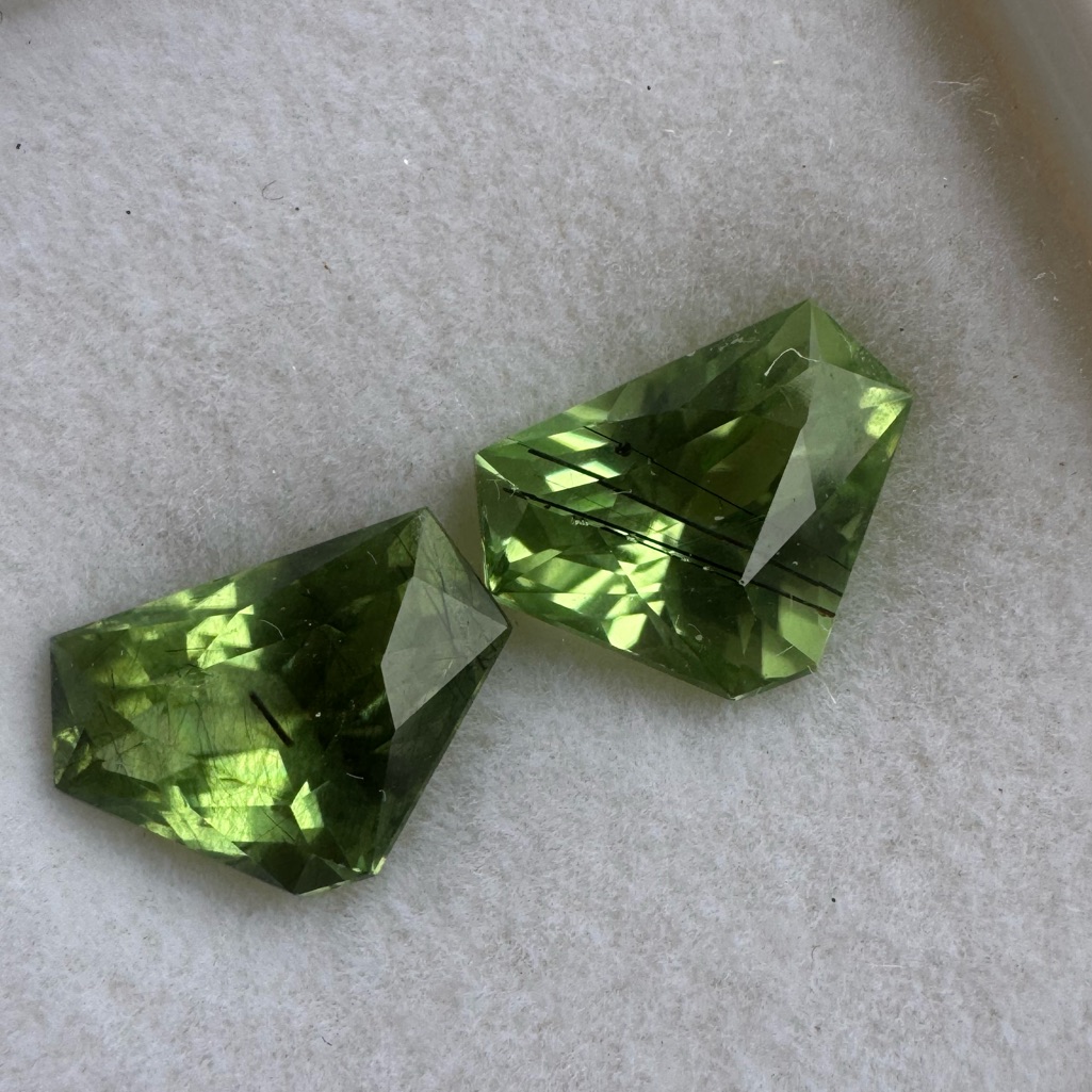Extremely Rare Rutiled Peridot 9.00ct Set $899 Custom Cut